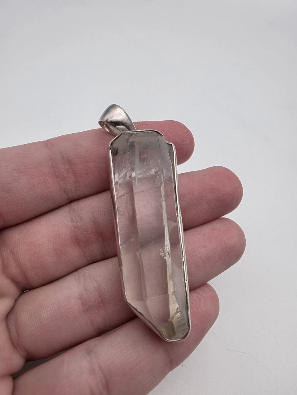 Charles Albert Sterling Silver 925 Natural Rock Crystal Quartz Pendent